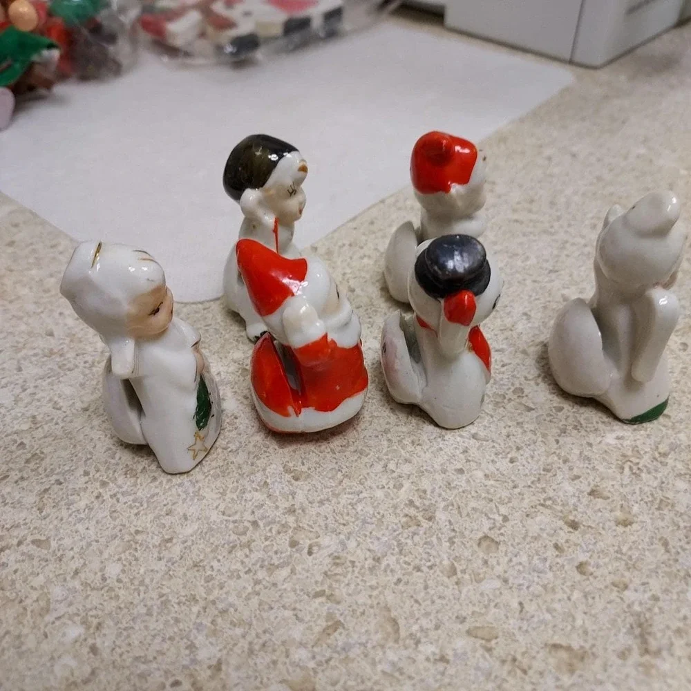 Commodore‎ Vintage 1950'S Japan Christmas Santa Placecard holders #3010 6 pieces